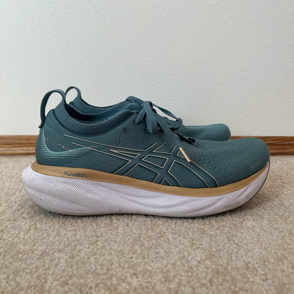 Asics Teal Sneakers with White and Gold Accents